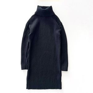 Elegant Black Turtleneck Sweater Dress